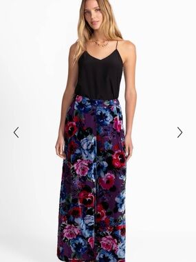 NWT Johnny Was Purple Floral Wide-Leg Velvet Pants size M